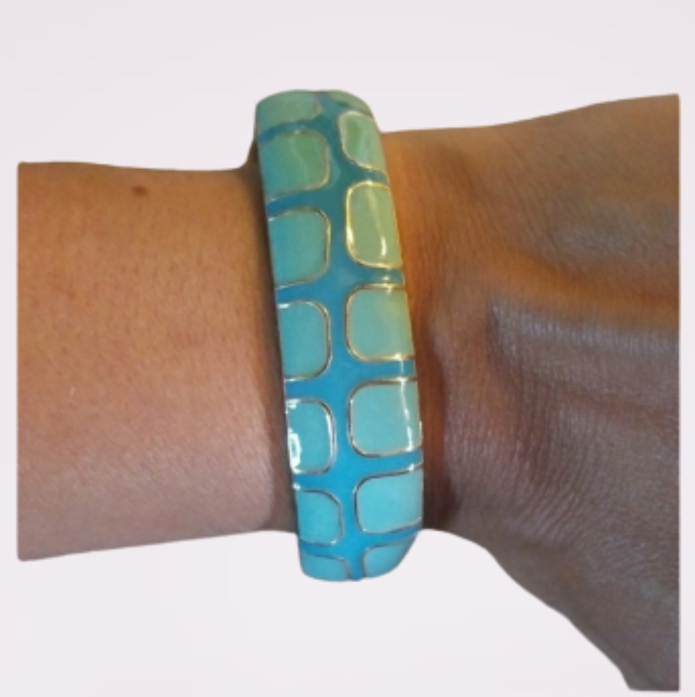 Fornash hinges cuff blue enamel bracelet